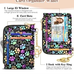 Colorful Paw Print Card Organizer Wallet